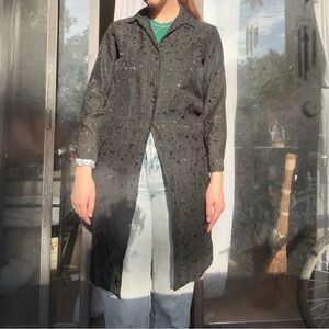 Black Textured Longline Shirt